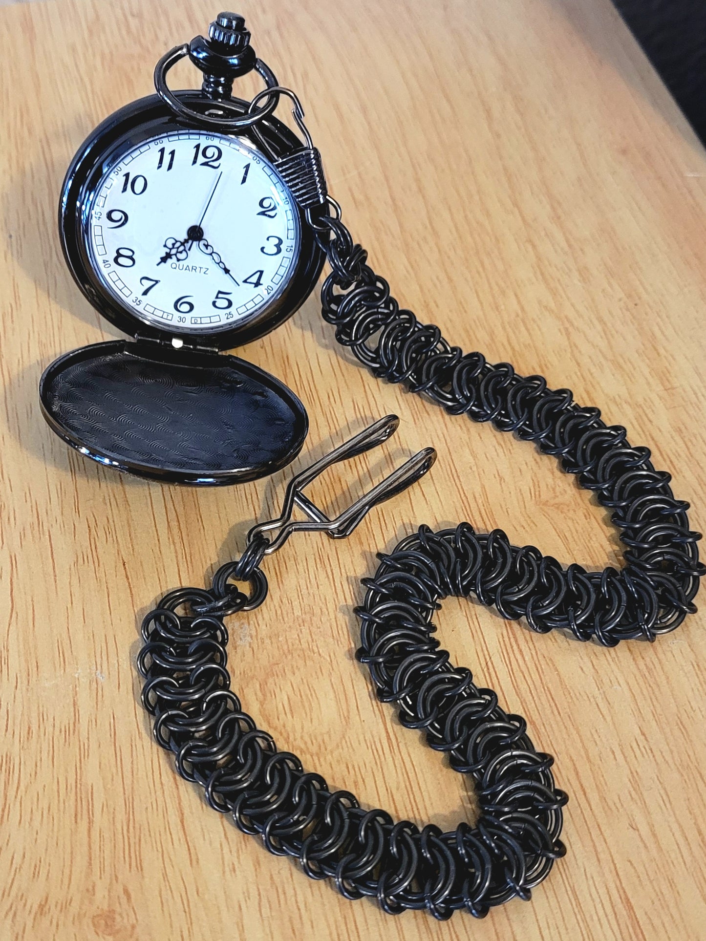 Pocket watch, plain, black glas ti