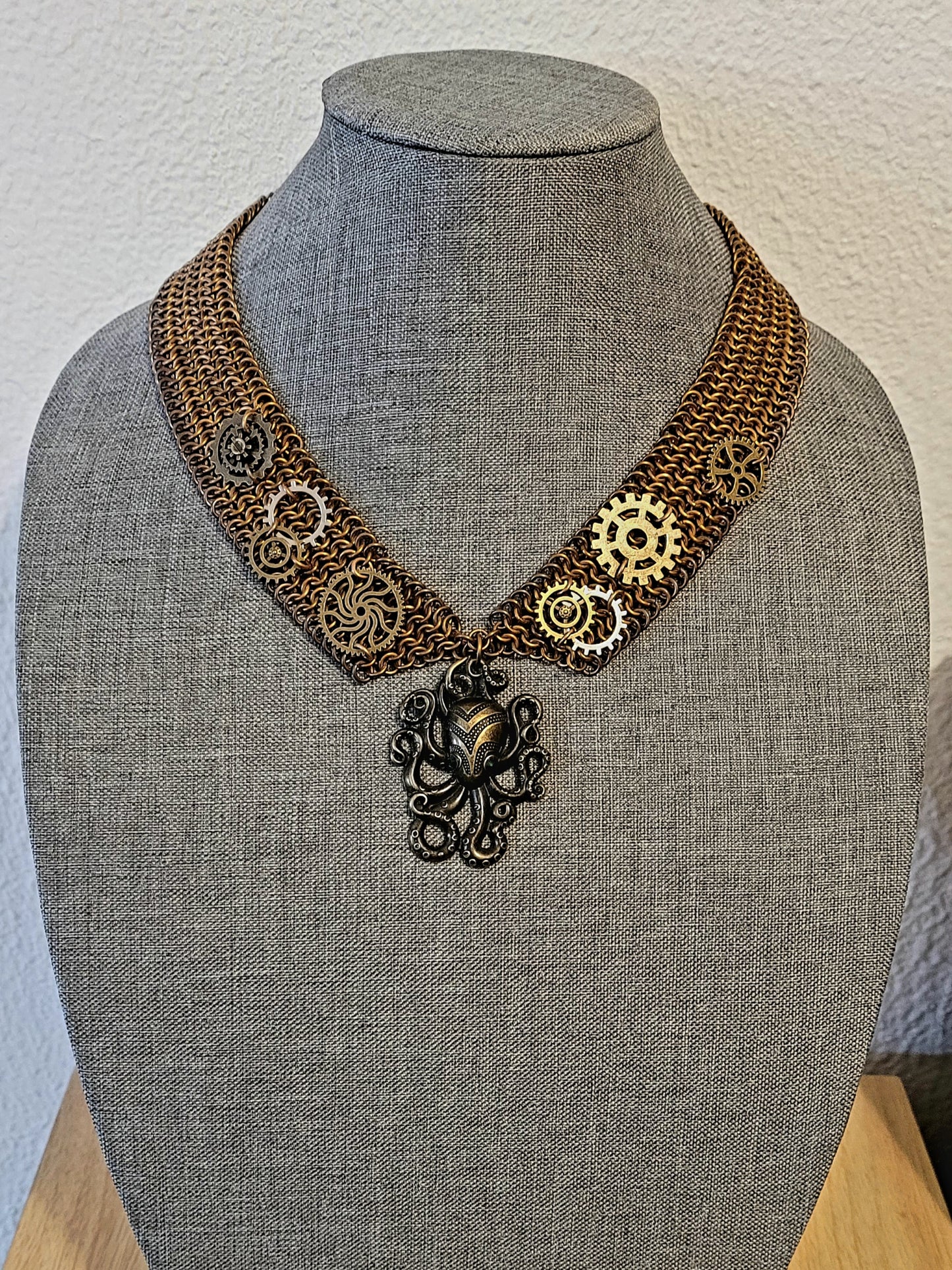 Bronze Steampunk Peter Pan Collar Necklace