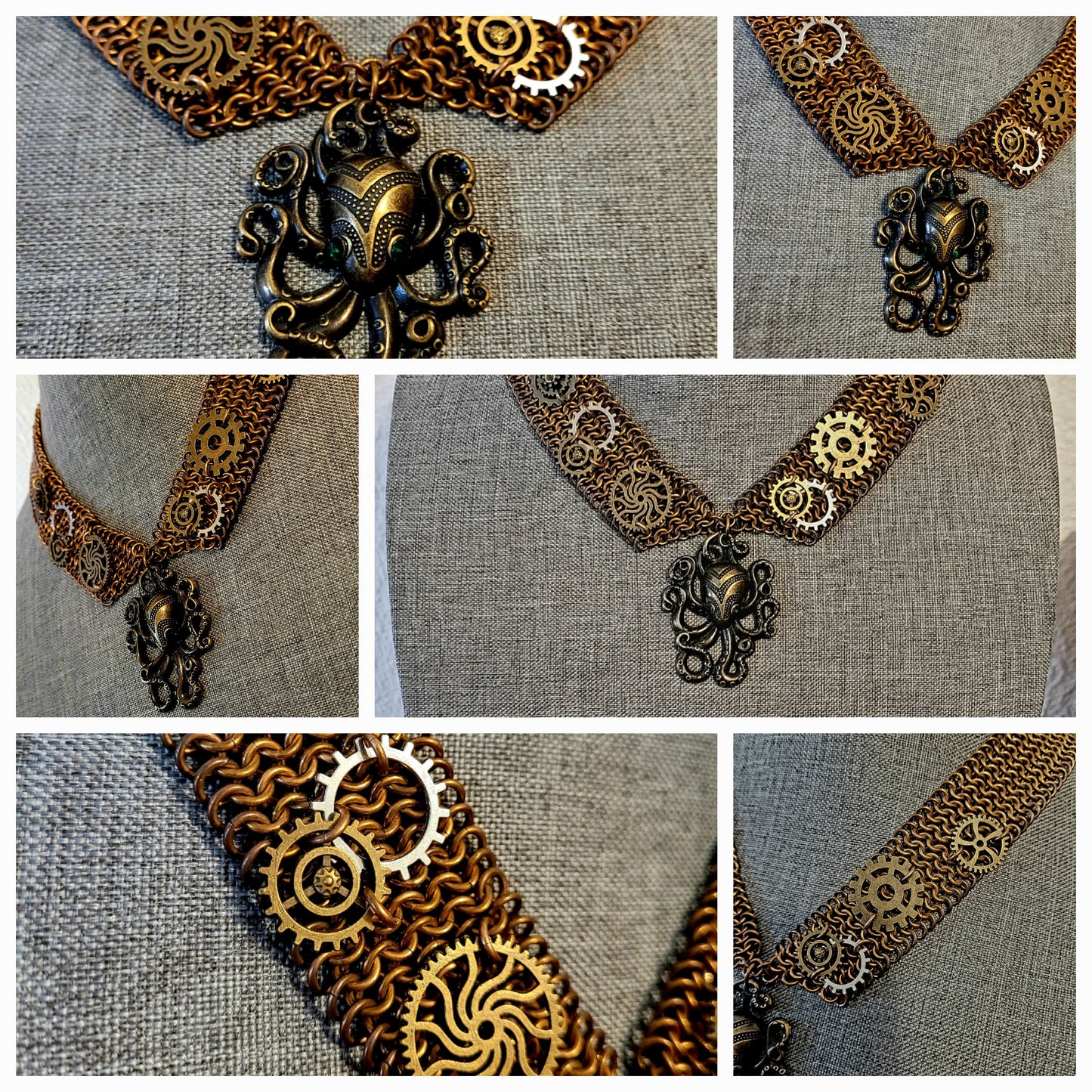 Bronze Steampunk Peter Pan Collar Necklace
