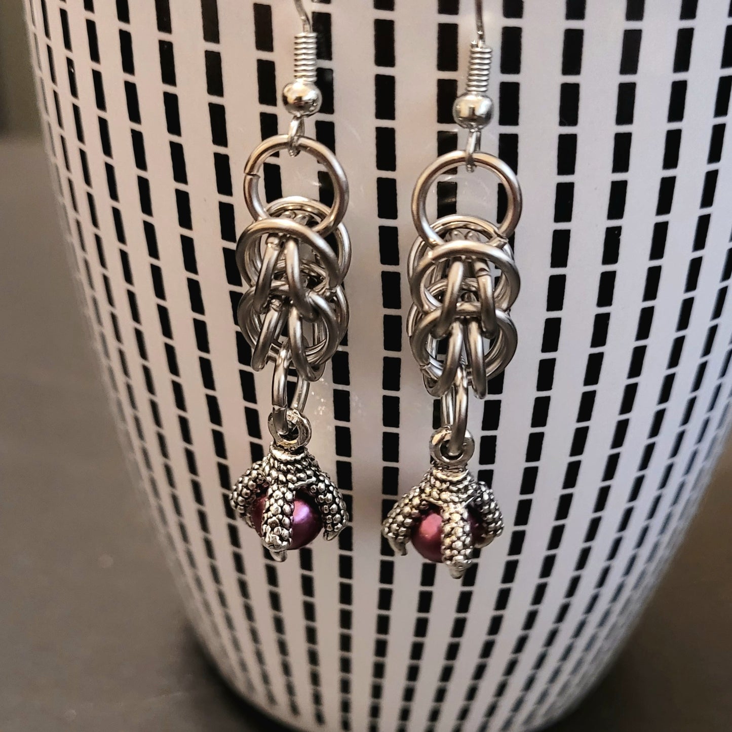 Steel Full Persian Dragon Feet Earrings