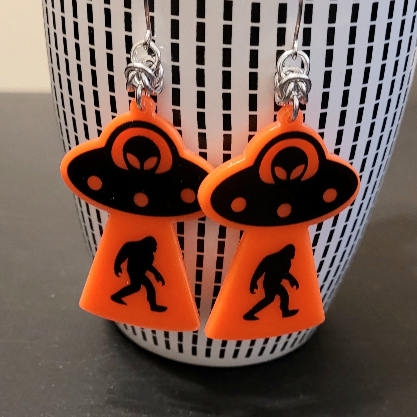 UV Bigfoot Alien Earrings