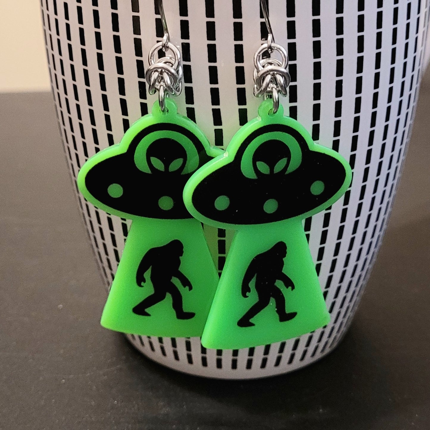UV Bigfoot Alien Earrings