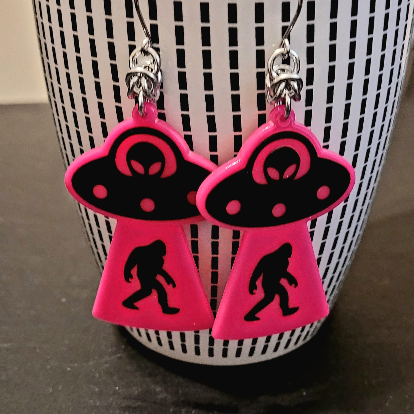 UV Bigfoot Alien Earrings