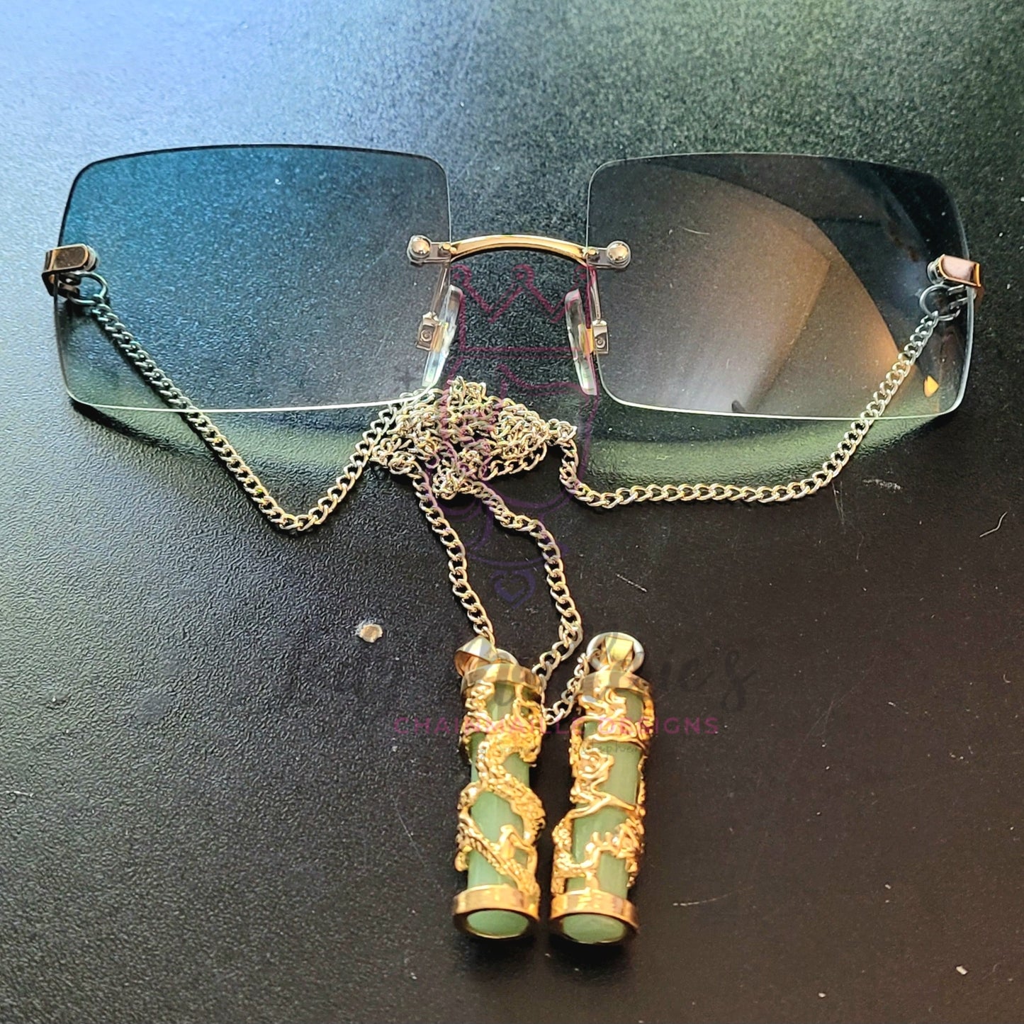Armless Sunglasses with Weighted Chains