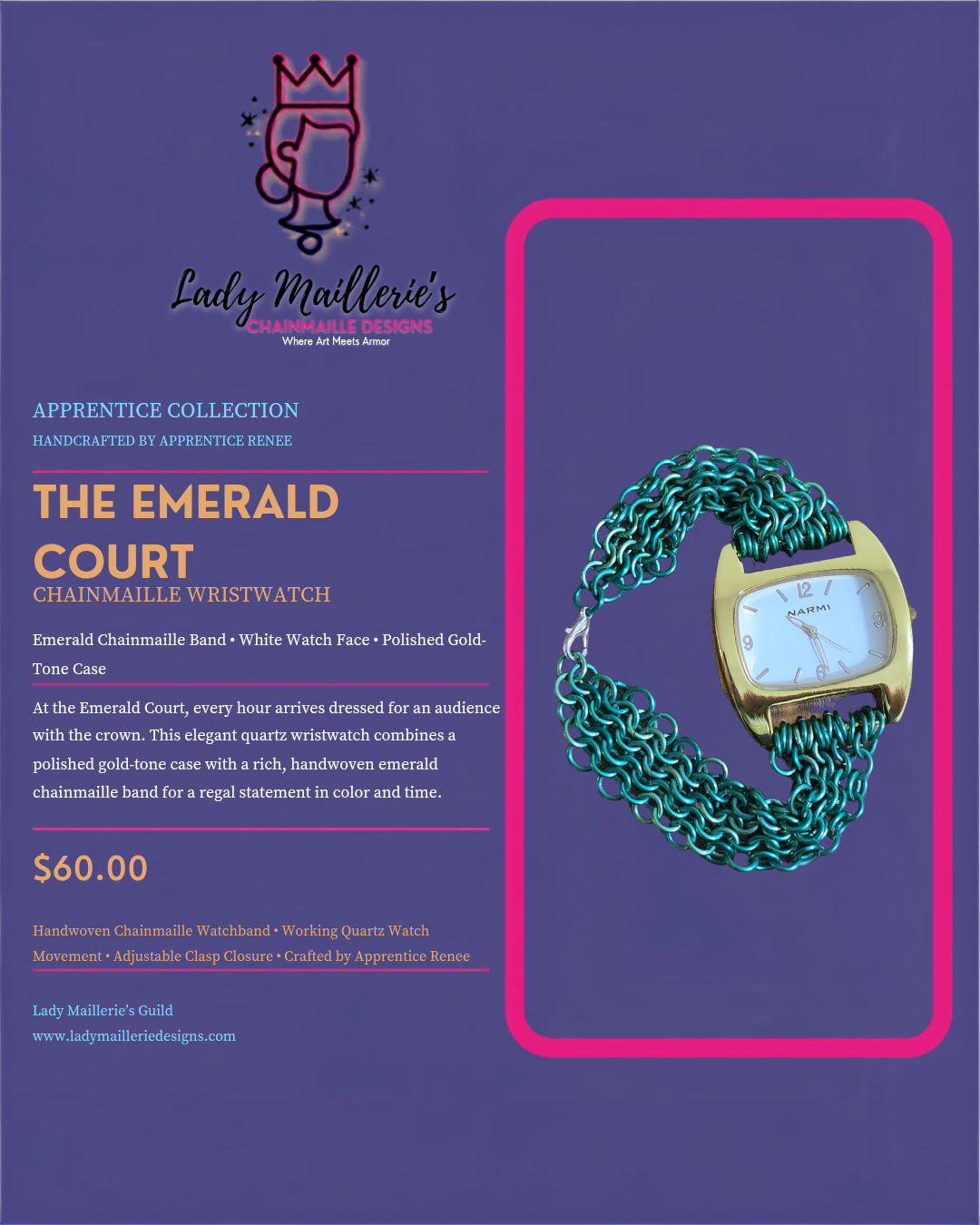 The Emerald Court – Chainmaille Wristwatch