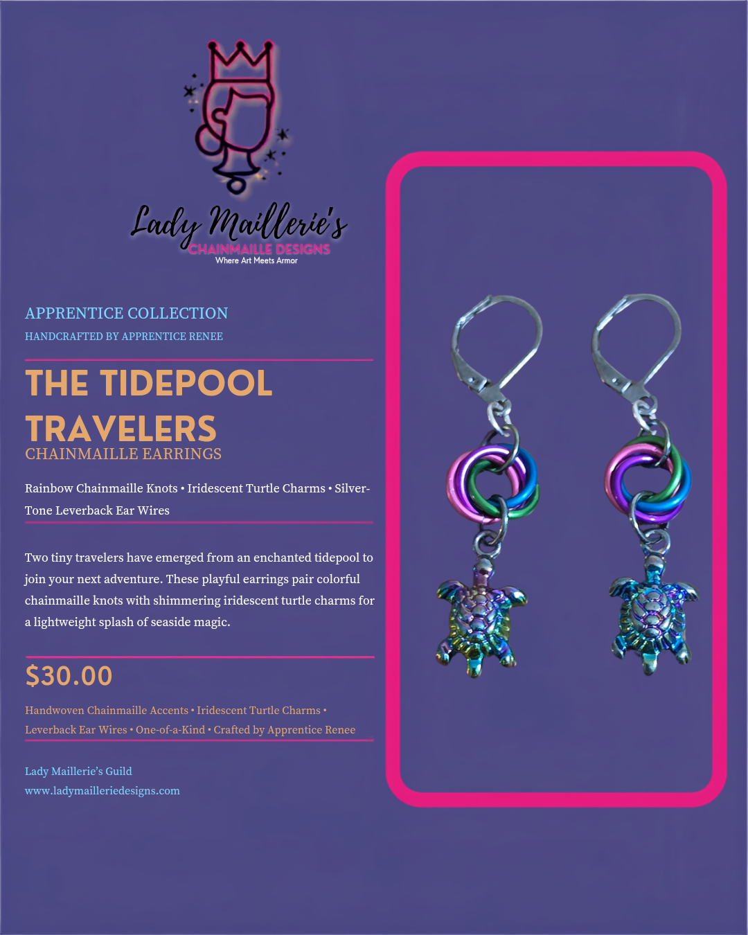 The Tidepool Travelers – Chainmaille Earrings