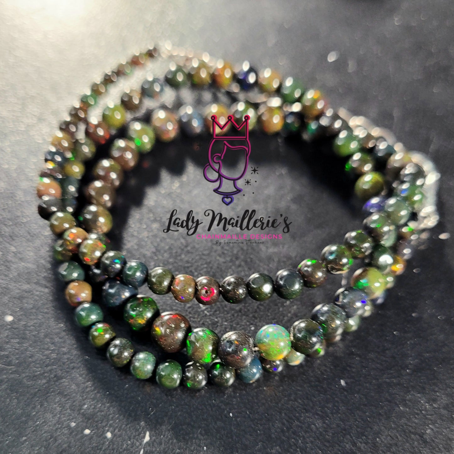 Fire Black Ethiopian Opal Necklace