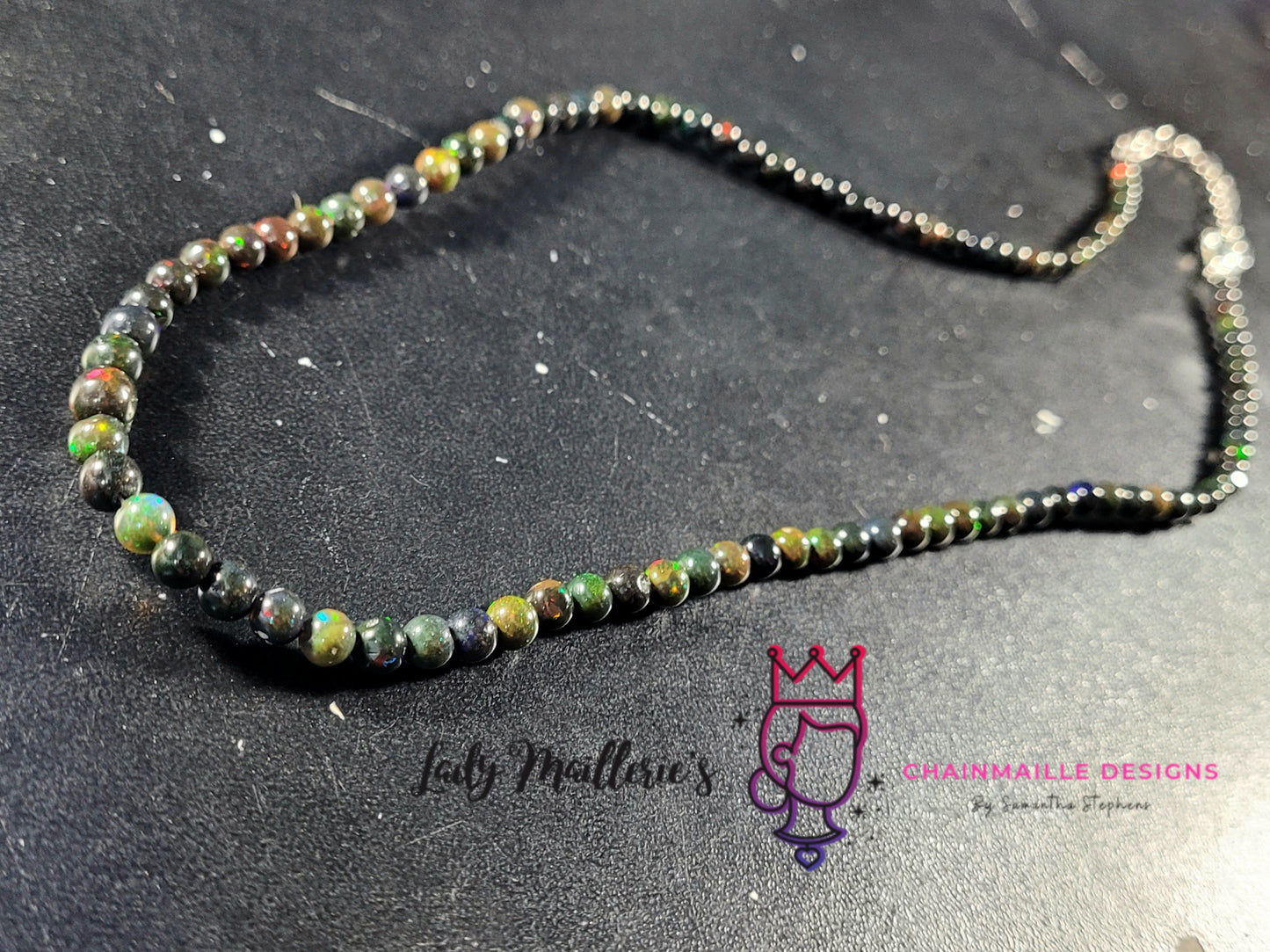 Fire Black Ethiopian Opal Necklace