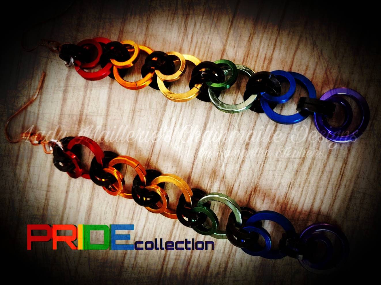 PRIDEcollection Rainbow Ring Dangles (square wire)