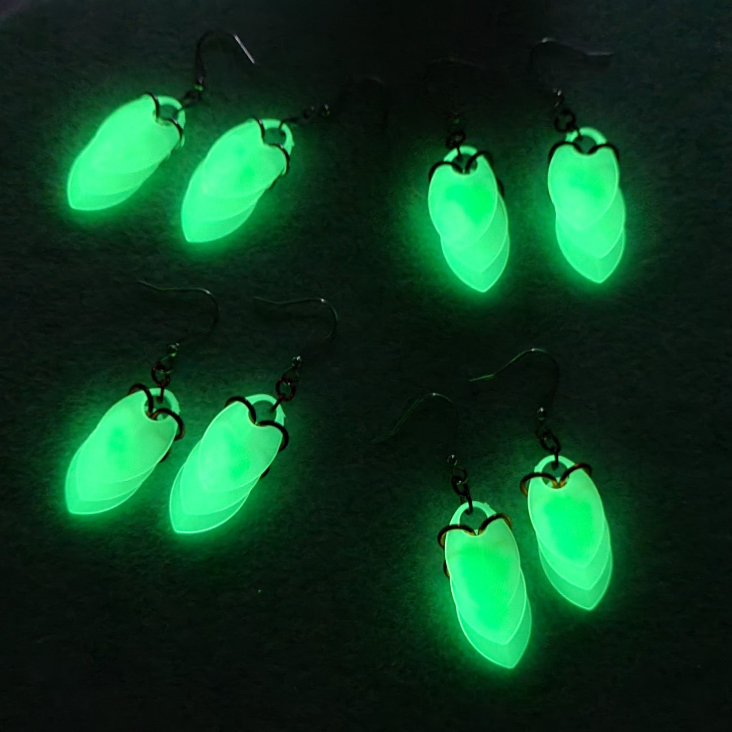 Linear Dragon Glow in the Dark Scale Dangle Earrings