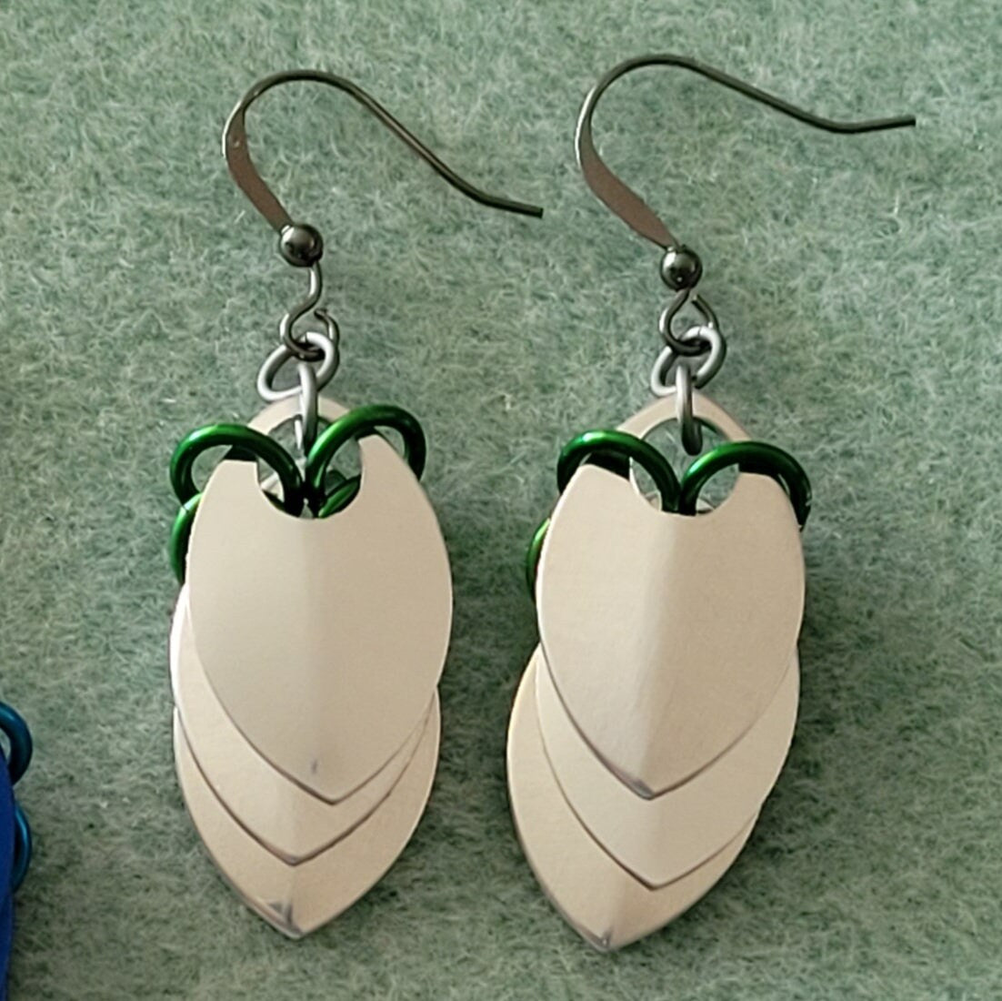 Linear Dragon Colored Variety Scale Dangle Earrings