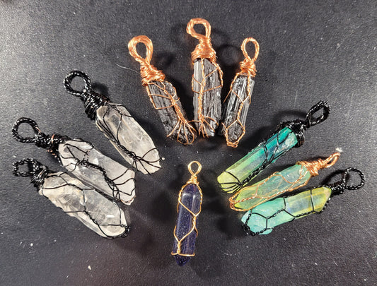 Hand wrapped Stone pendant necklaces