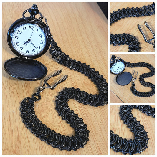 Pocket watch, plain, black glas ti