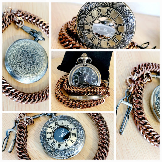 Pocket watch, fancy, Bronze, Anodized aluminum