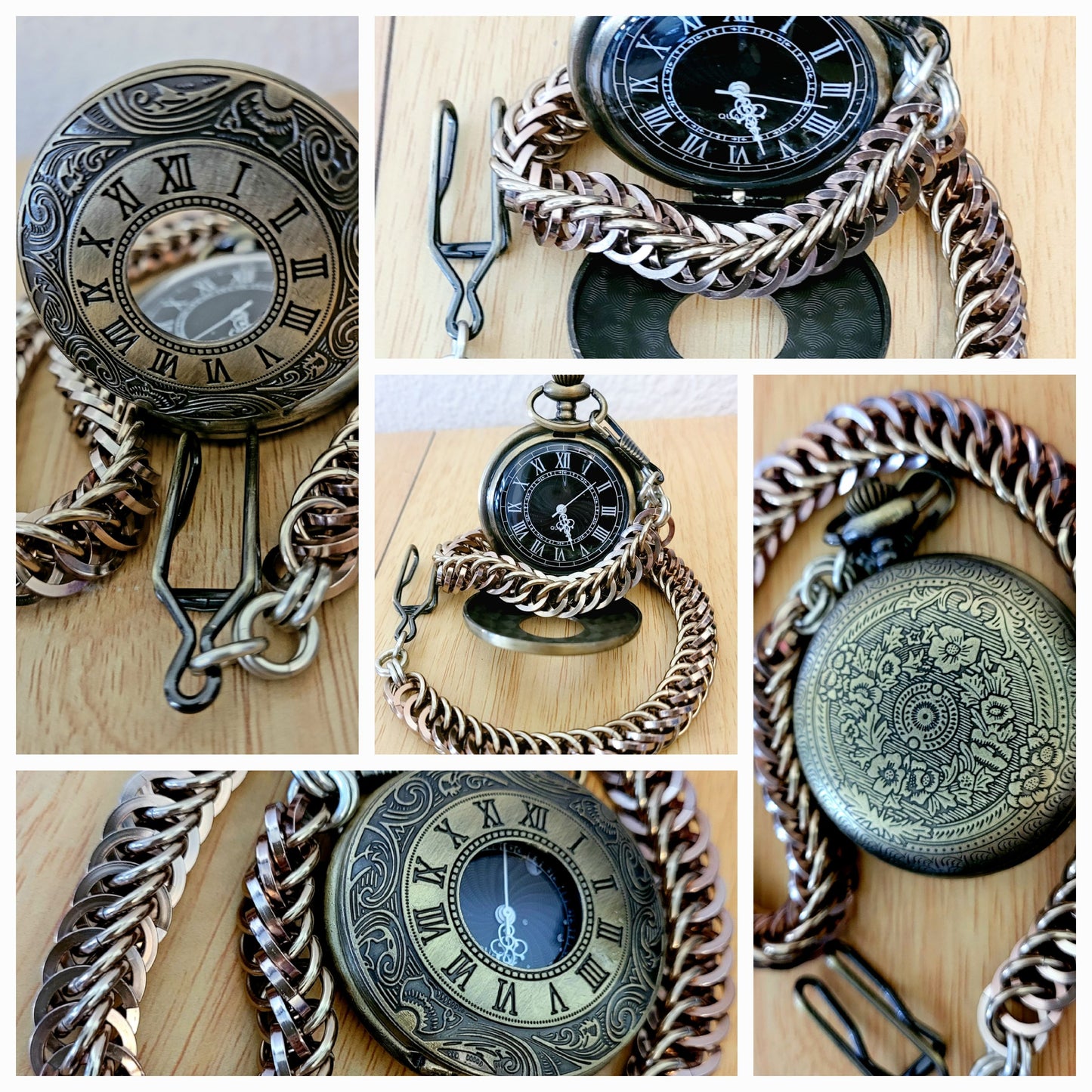 Pocket watch, fancy, Bronze, Anodized aluminum