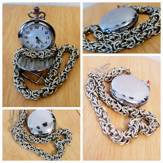 Pocket watch, silver, bright aluminum plain