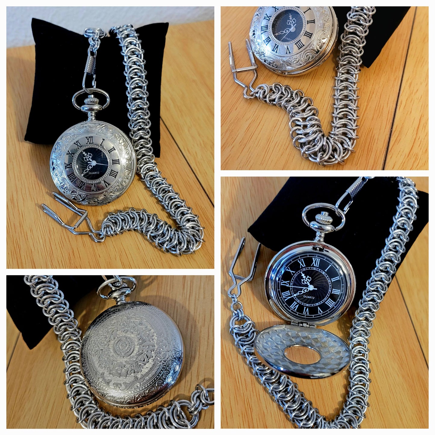 Pocket watch, silver, fancy, bright aluminum