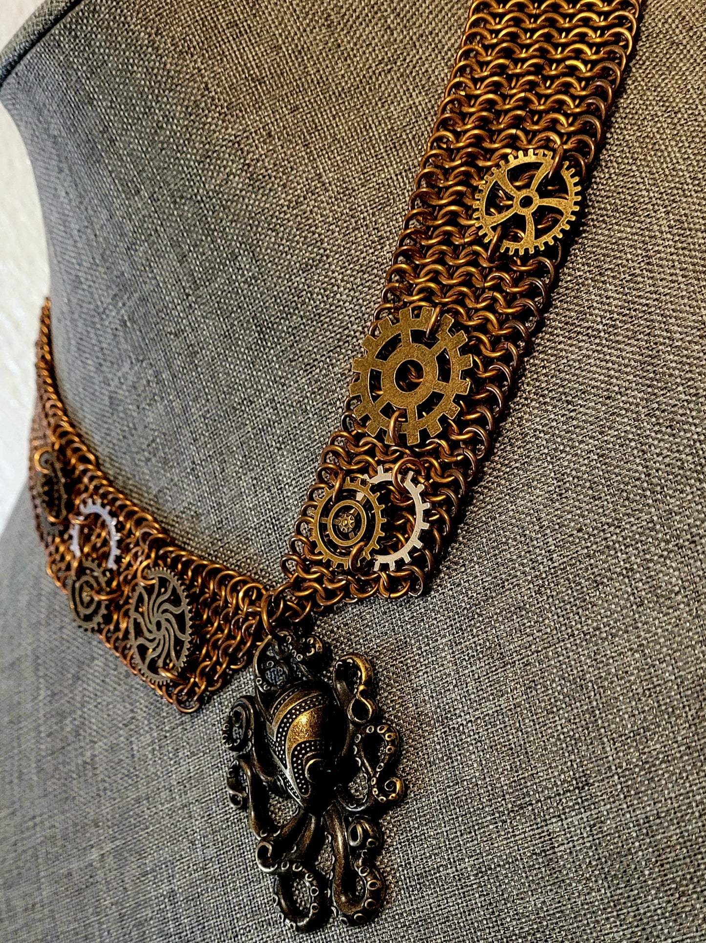 Bronze Steampunk Peter Pan Collar Necklace