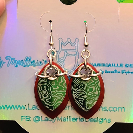 Damascus holiday scale earrings