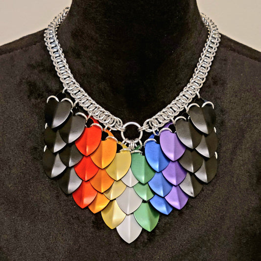 Chainmaille Demi-Goddess Necklace, Adjustable Aluminum