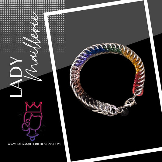 Half Persian Square Rainbow Road Chainmaille Bracelet