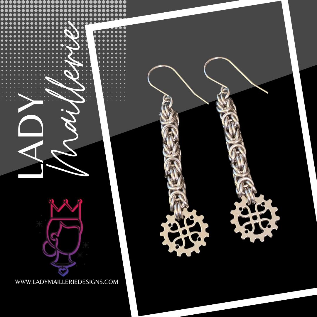 Steampunk Gear Chainmaille Earrings
