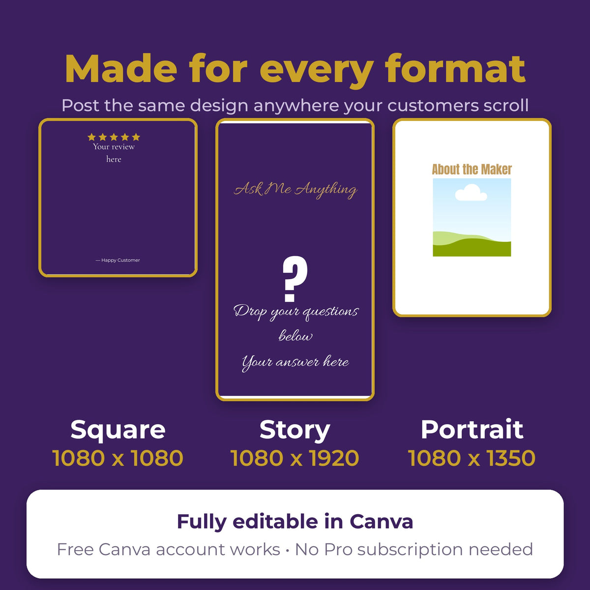 Social Media Templates for Handmade Business | 50 Editable Canva Posts for Craft Vendors | Etsy Seller Content Kit