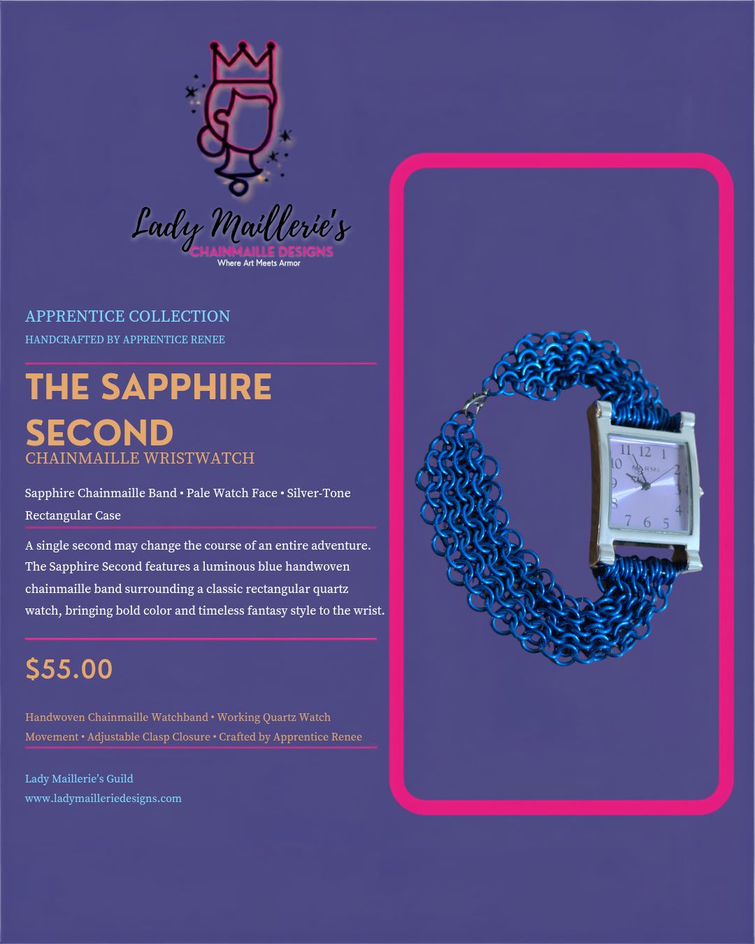 The Sapphire Second – Chainmaille Wristwatch