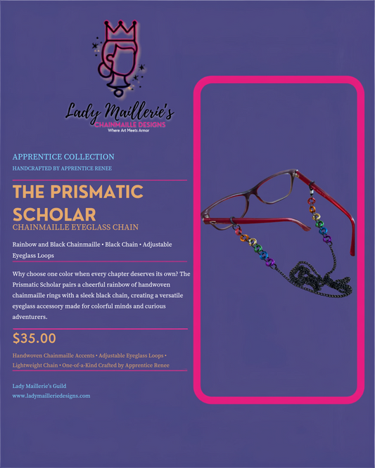 The Prismatic Scholar – Chainmaille Eyeglass Chain