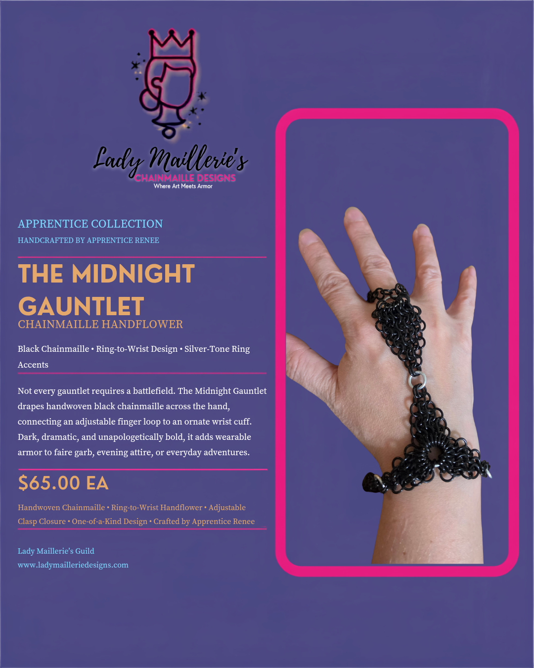 The Midnight Gauntlet – Chainmaille Handflower