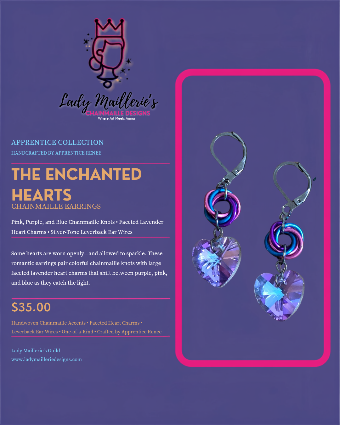 The Enchanted Hearts – Chainmaille Earrings