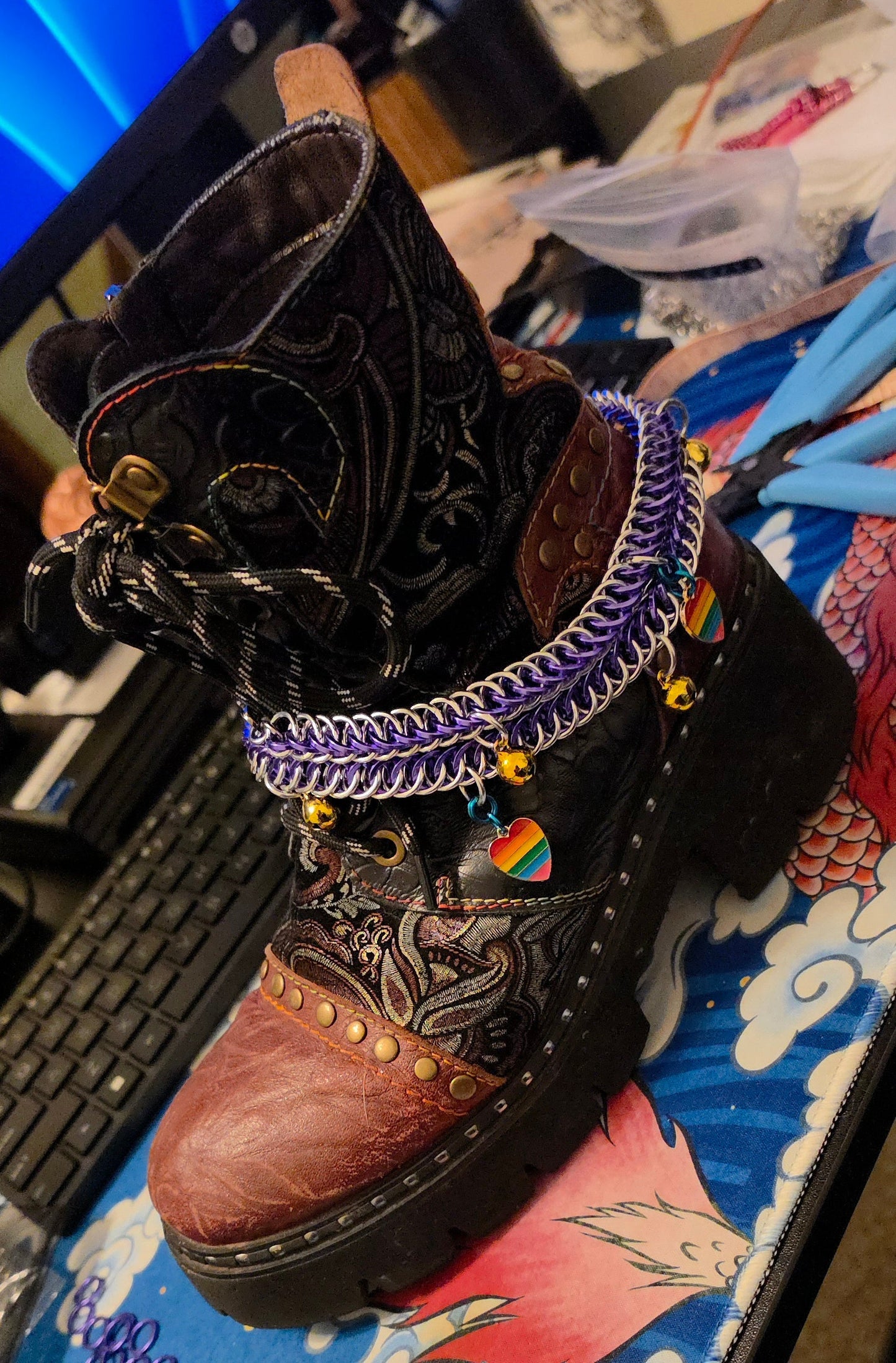 Bootjangles™ Chainmaille Boot Anklet | PRE-ORDER | Handmade Renaissance Faire Jewelry | Jingle Bell Boot Wrap | Sold as a Pair