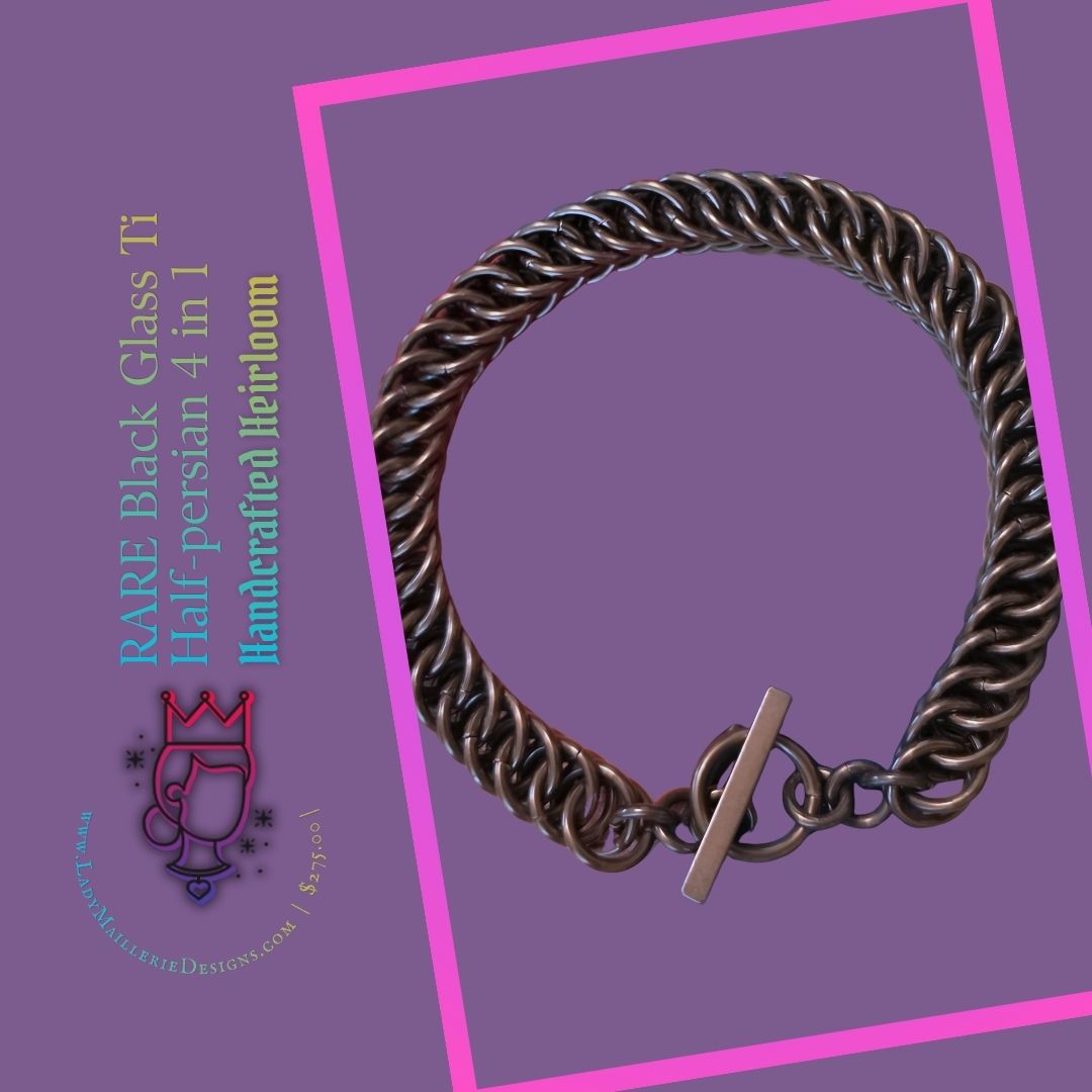 RARE Black Glass Ti Half-Persian 4 in 1 Bracelet