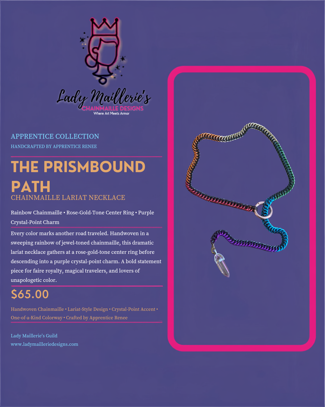 The Prismbound Path – Chainmaille Lariat Necklace