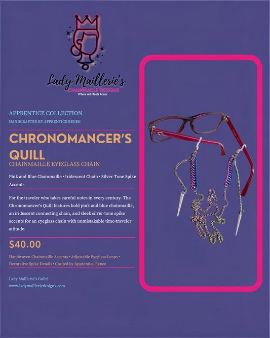 Chronomancer’s Quill – Chainmaille Eyeglass Chain