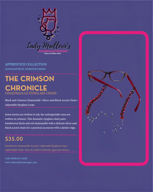 The Crimson Chronicle – Chainmaille Eyeglass Chain