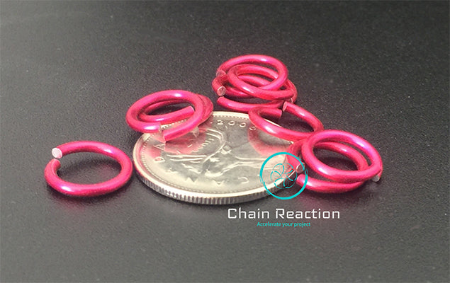 PRE-ORDER Anodized Aluminum Jump Rings - 16 SWG - 14 AWG - .0625" - 1.6 mm - 5/16 ID