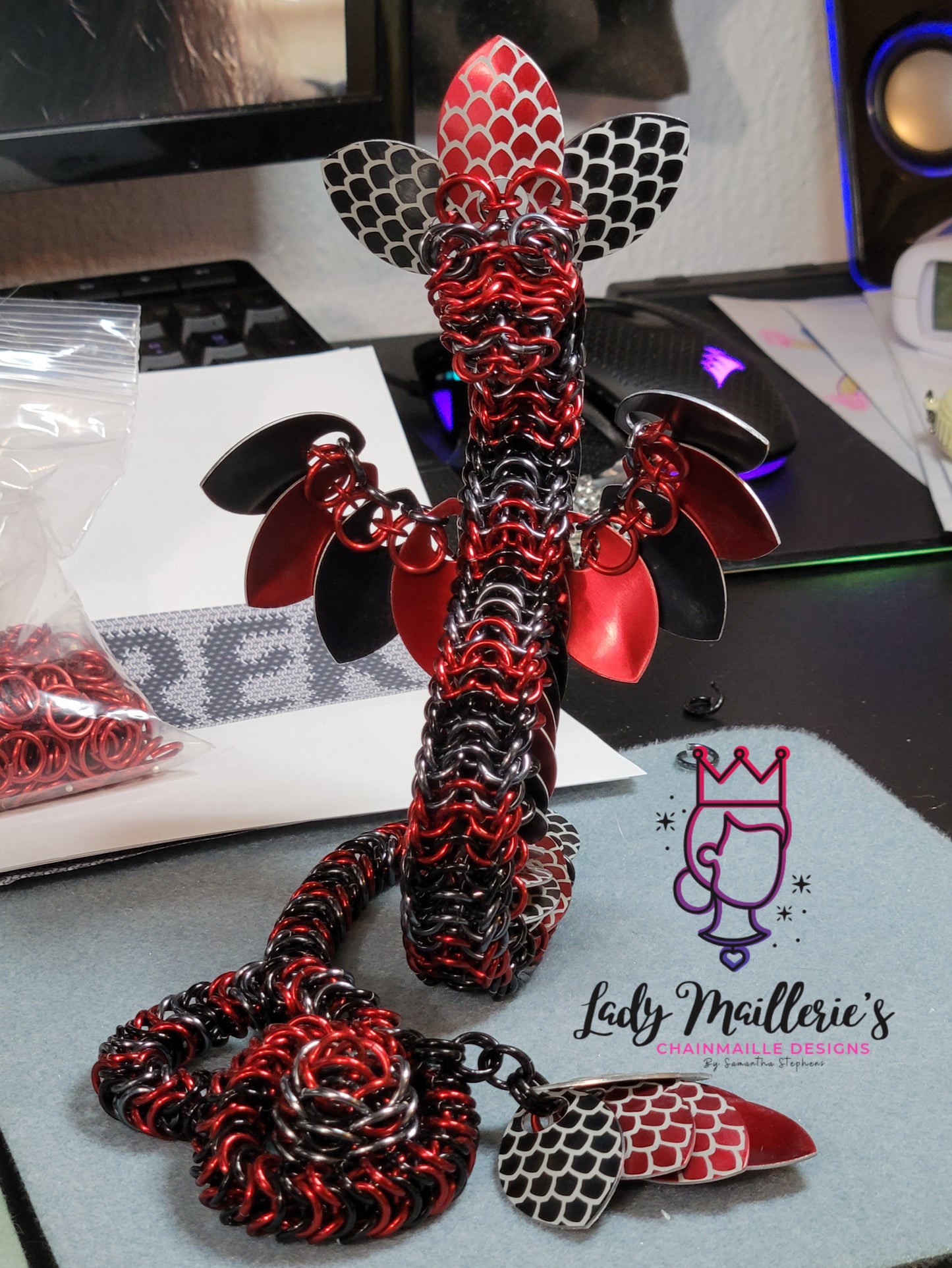 Dragon Statue -- Custom Chainmaille Scale XL Fidget