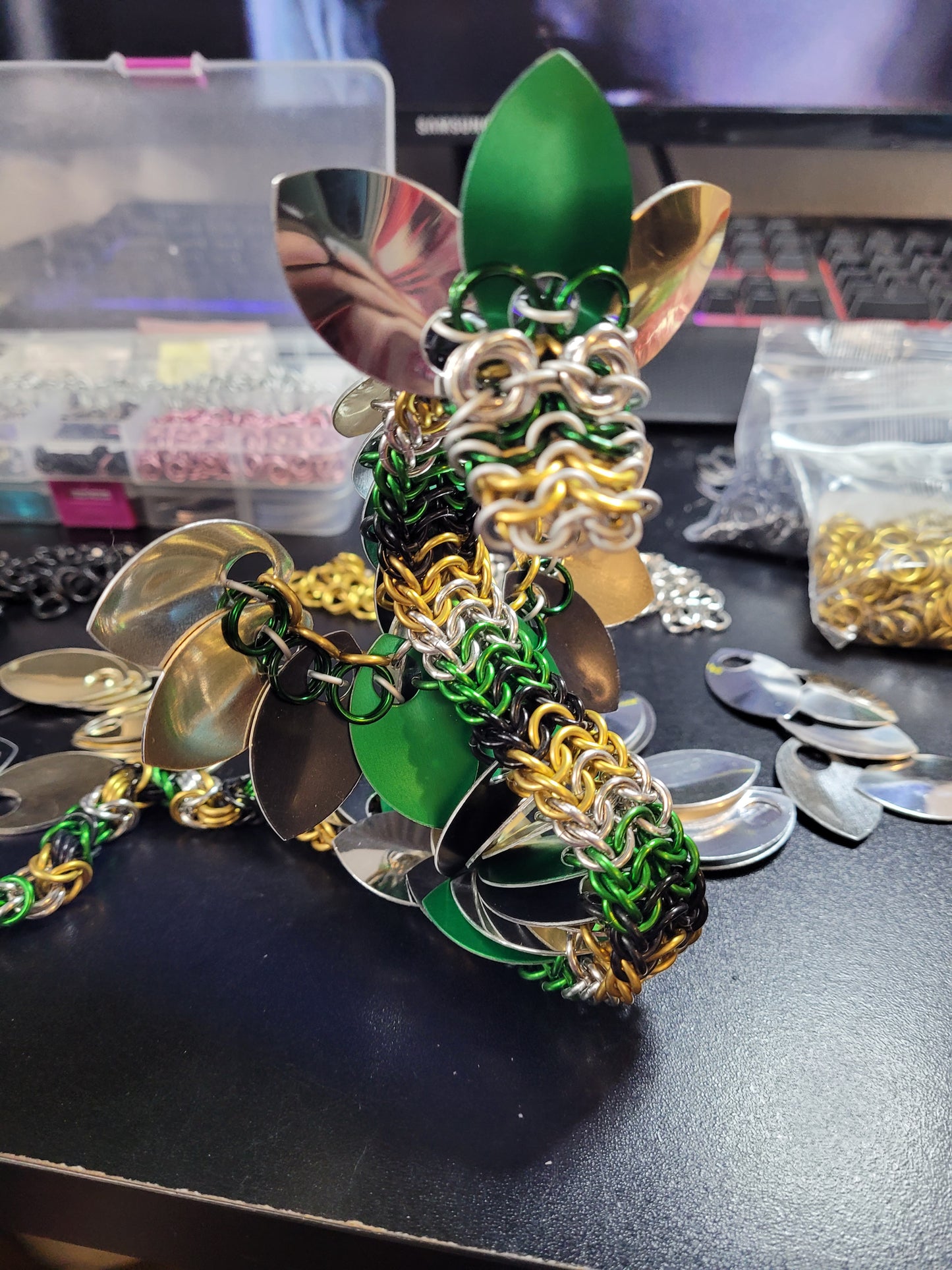 Dragon Statue -- Custom Chainmaille Scale XL Fidget