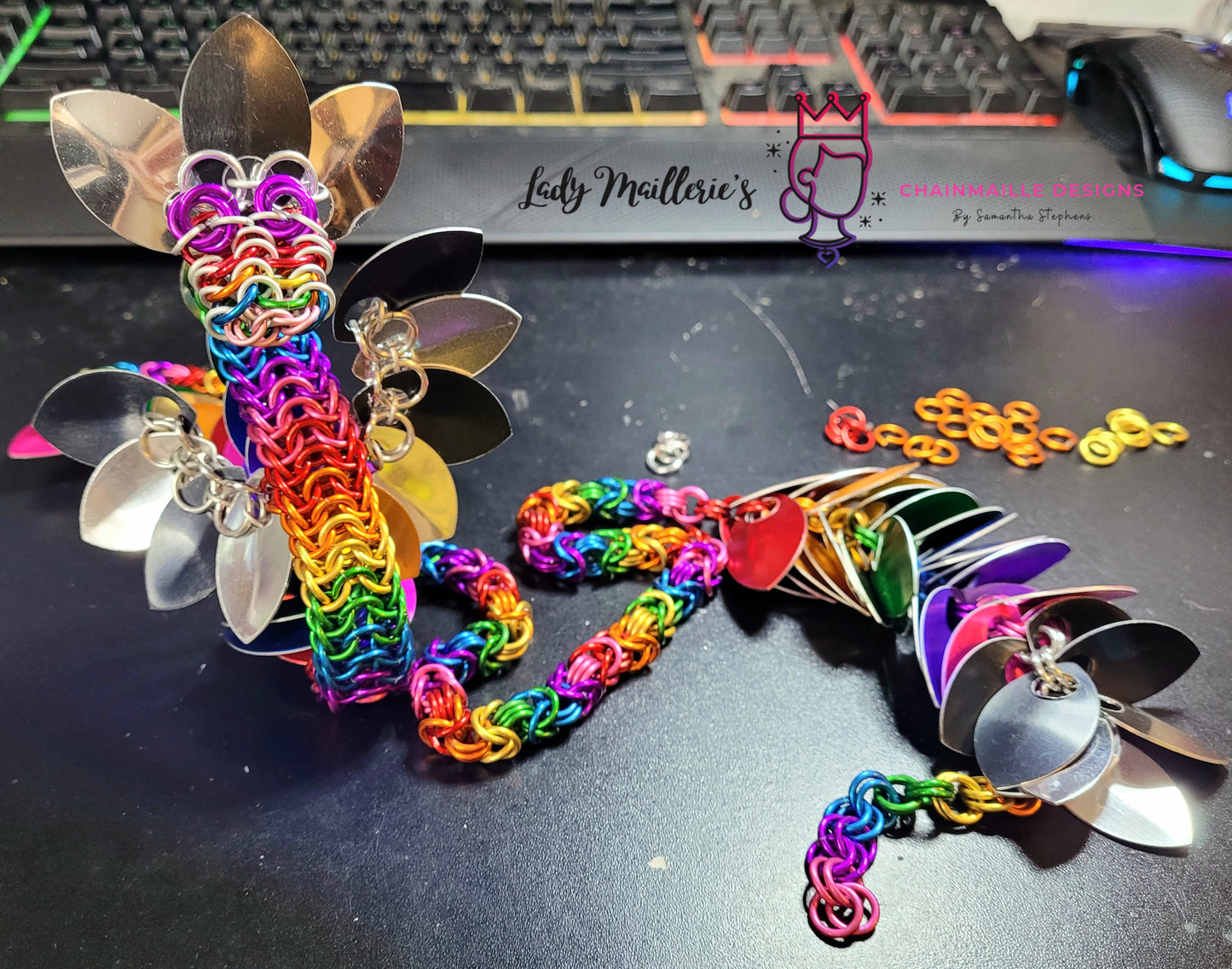 Dragon Statue -- Custom Chainmaille Scale XL Fidget