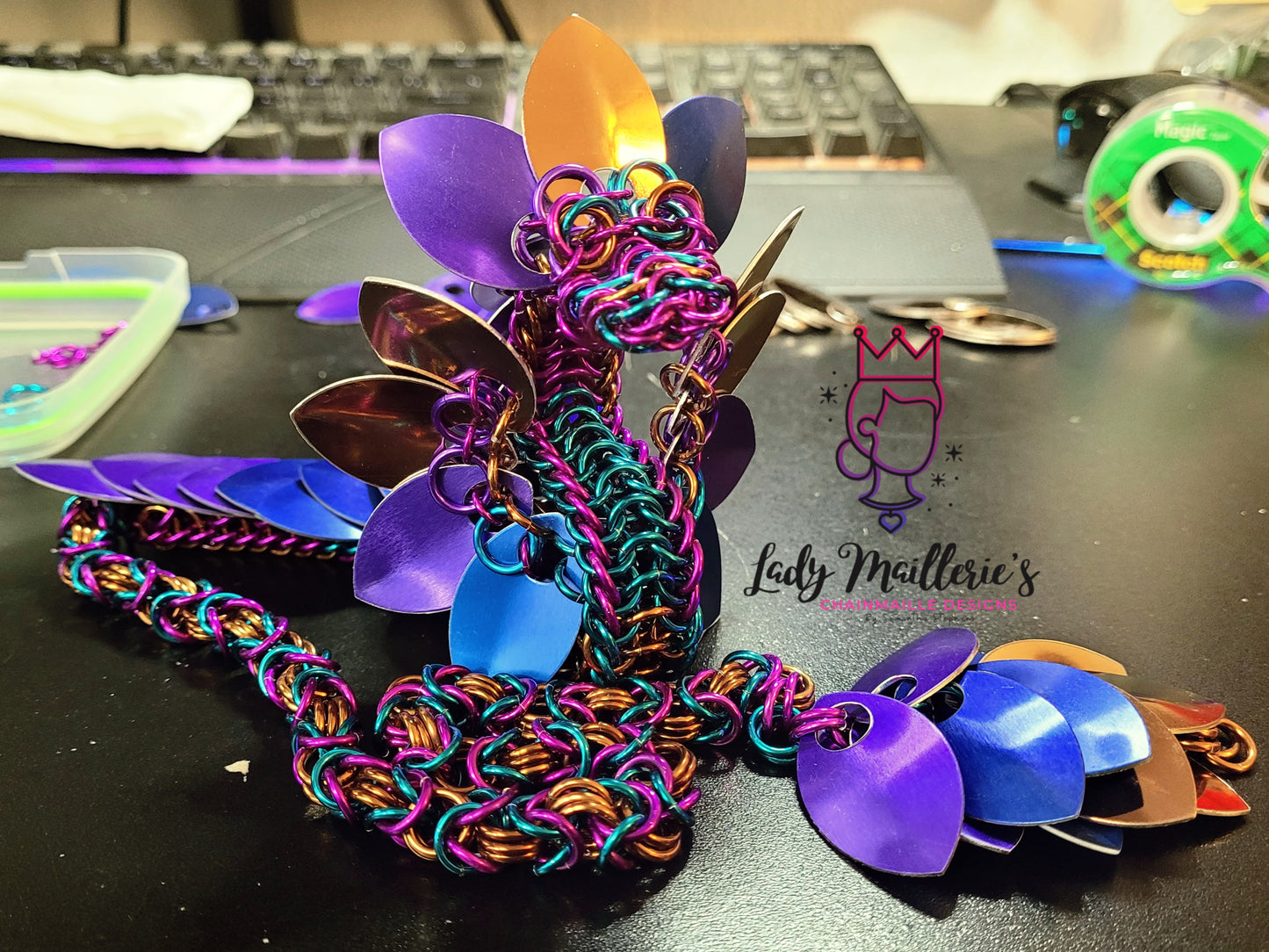 Dragon Statue -- Custom Chainmaille Scale XL Fidget