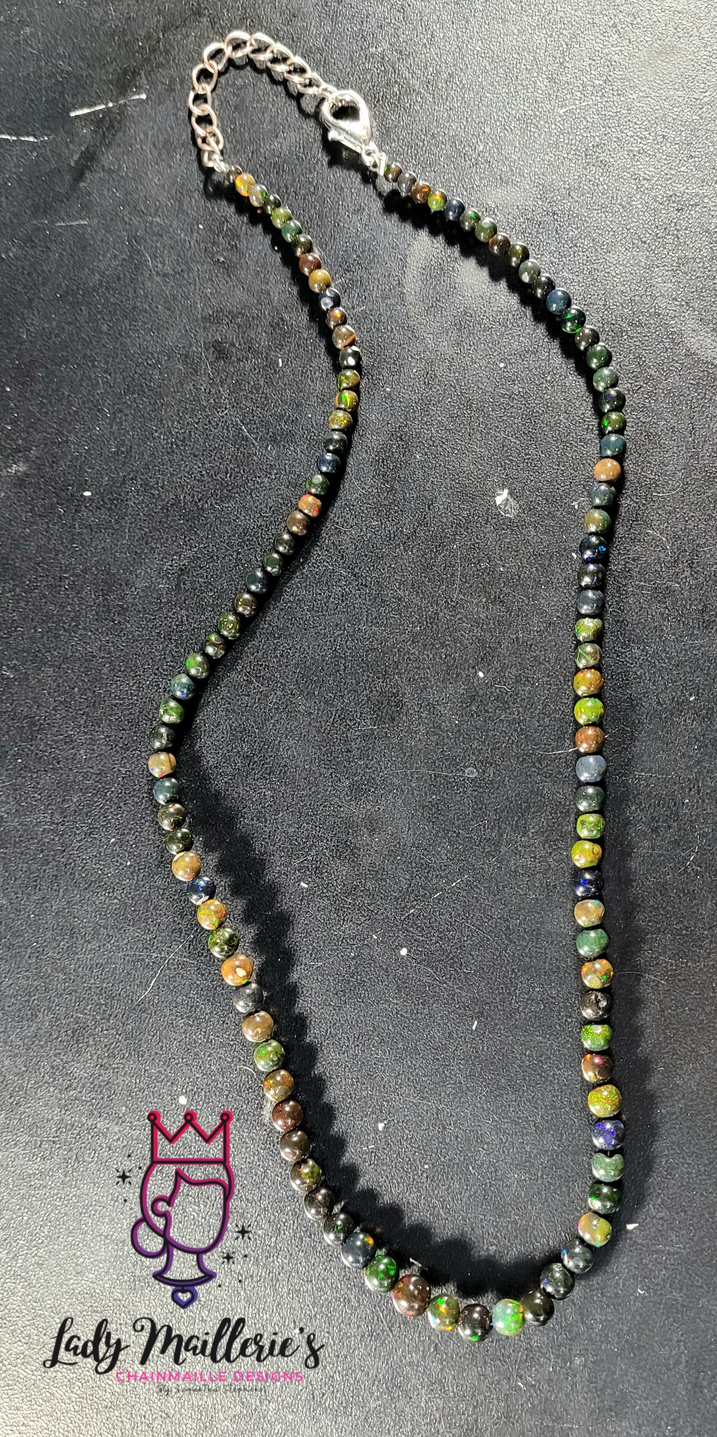 Fire Black Ethiopian Opal Necklace