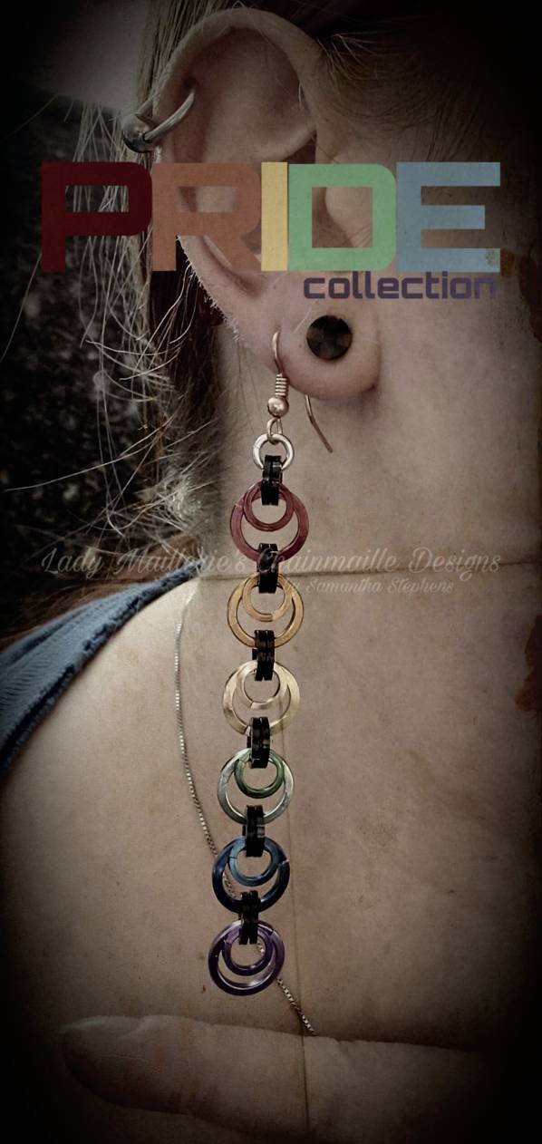 PRIDEcollection Rainbow Ring Dangles (square wire)