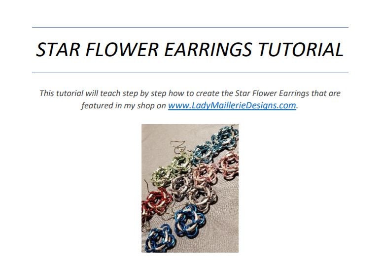 Star Flower Earring Tutorial PDF *instant email download*