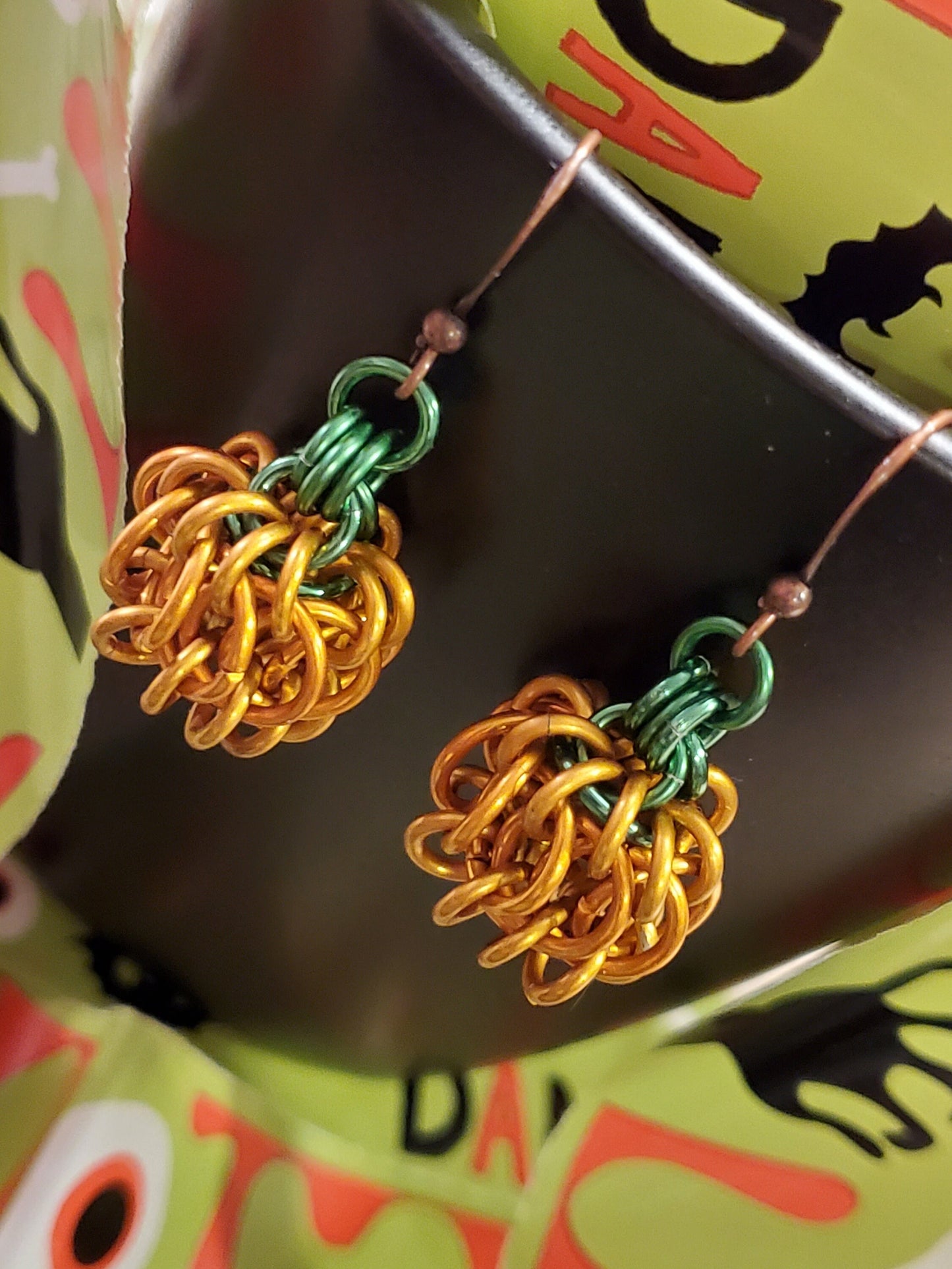 Pumpkin Whirlybird Earrings