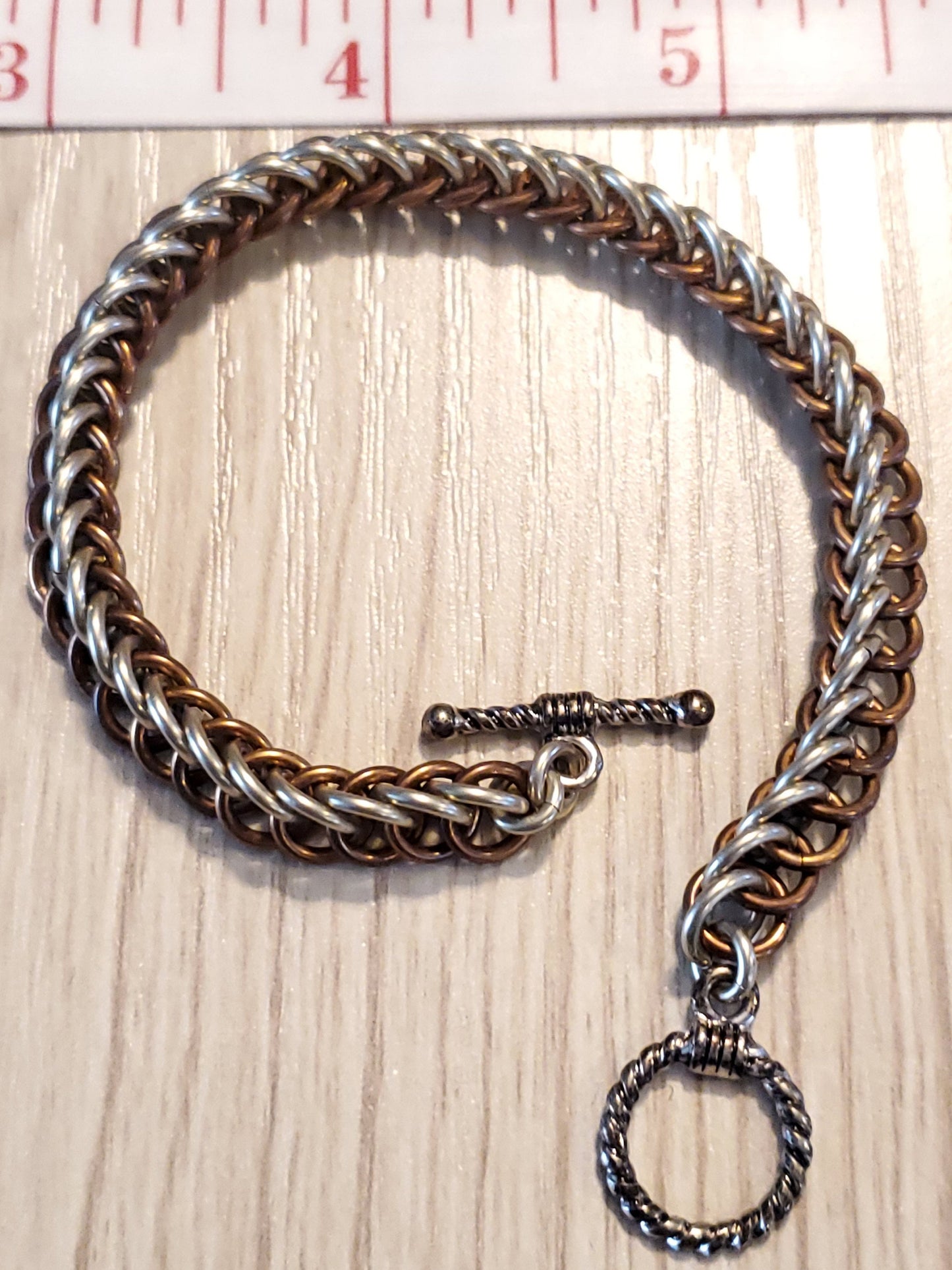 Copper and Aluminum Half Persian Bracelet with Toggle Clasp