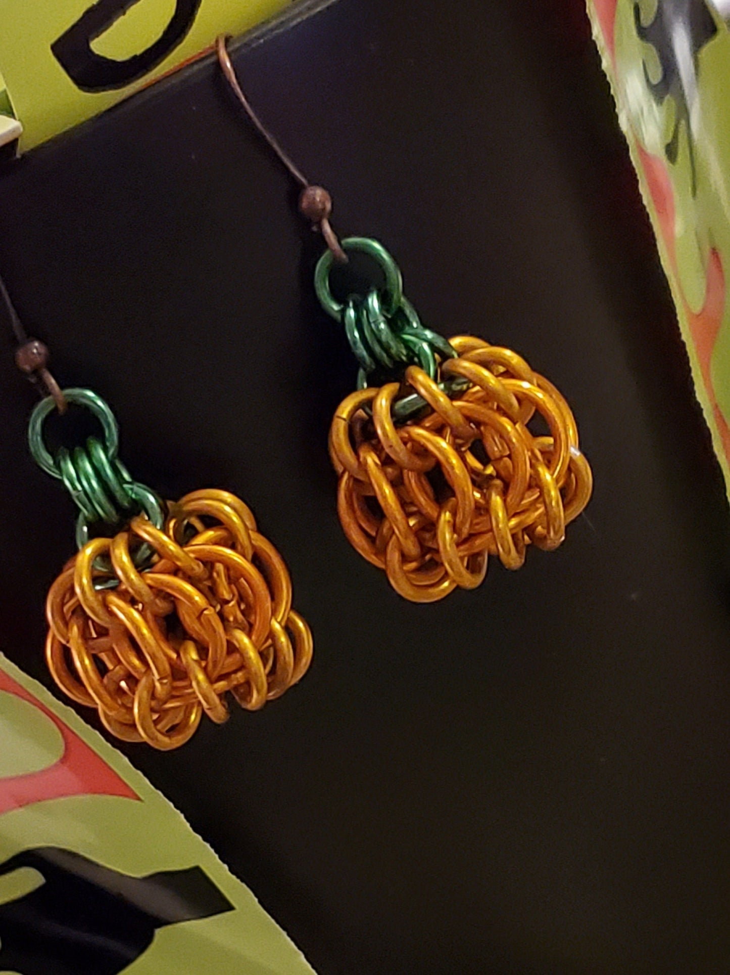 Pumpkin Whirlybird Earrings