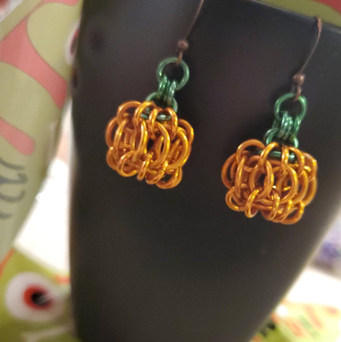 Pumpkin Whirlybird Earrings