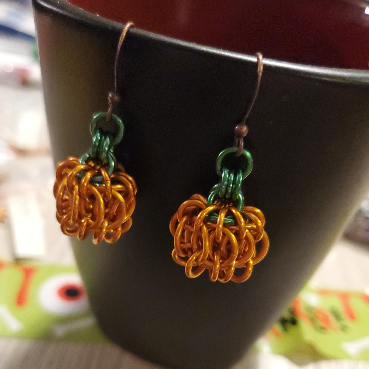 Pumpkin Whirlybird Earrings