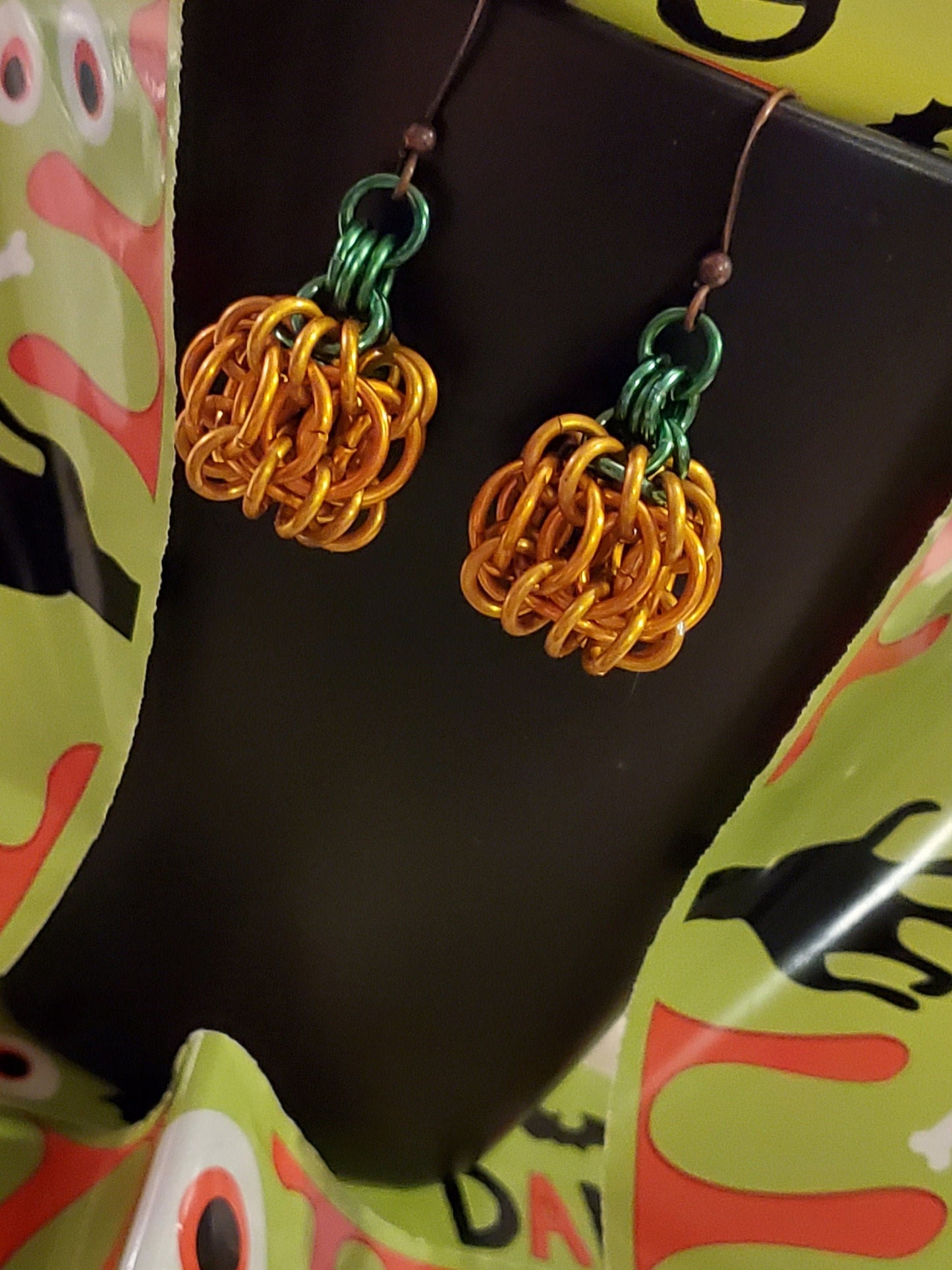 Pumpkin Whirlybird Earrings